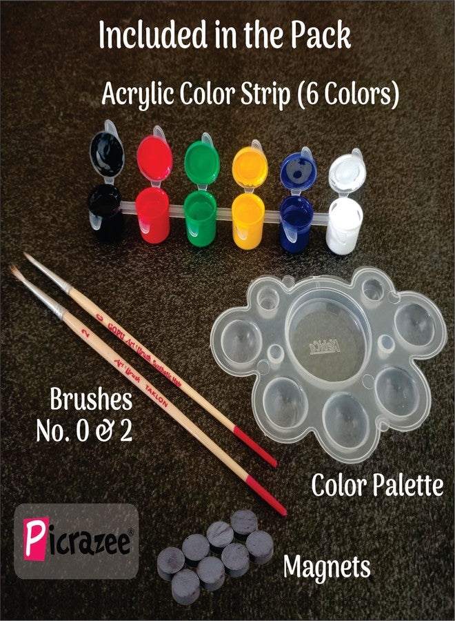 PICRAZEE مجموعة بيكريزي الفنية والحرفية، 11 قطعة حيوانية قابلة للقص لصنع مغناطيسات للثلاجة، مصنوعة من خشب الصنوبر MDF | ألوان أكريليك، فرش، لوحة ألوان، ومغناطيسات | مثالية لجميع أنواع الرسم ومشاريع الأطفال اليدوية (M6)، متعددة الألوان - Image 2